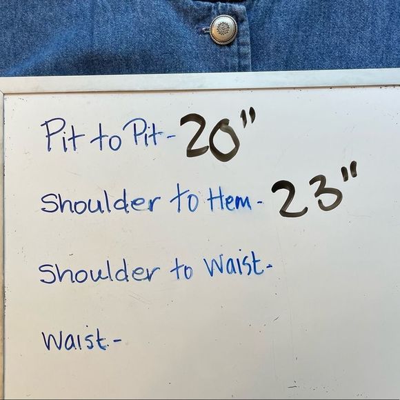 Denim High Neck Button Front Vest w/ Silver Buttons Sz 16 - Picture 6 of 6